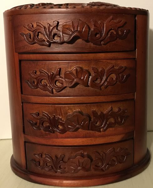 Vietnam wooden Jewellery Box carved from solid Rosewood手工红花莉木雕成的首饰盒