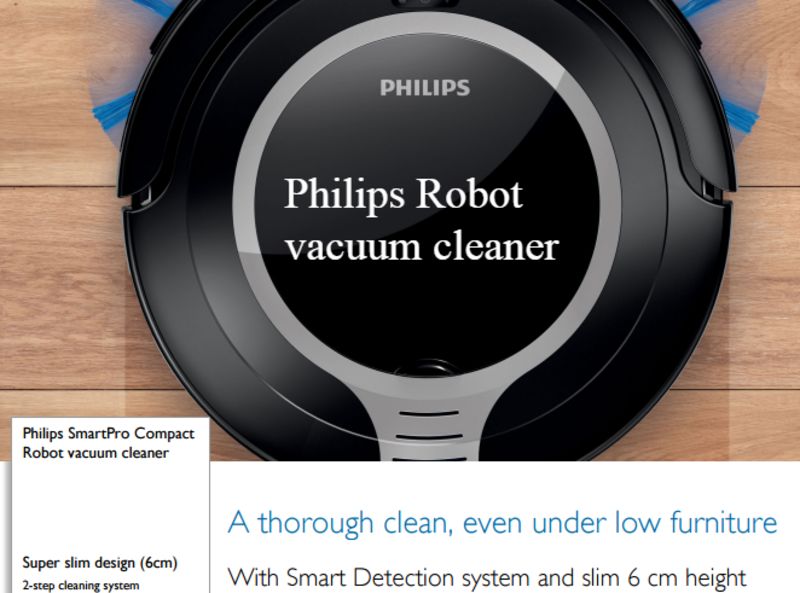 扫地机器人全新全自动 飞利浦超薄智能吸尘器原装正品特价 Philips Robotic Vacuum Cleaner FC8710 Smart Super slim design (6cm) 2-step cleaning system 130 min runtime