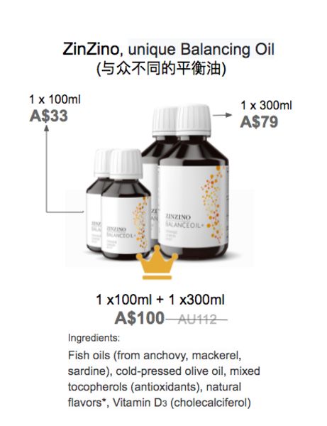 ZinZino Fish Oil ( BalanceOil+) High in Omega-3 (EPA + DHA), olive polyphenols and Vitamin D3.